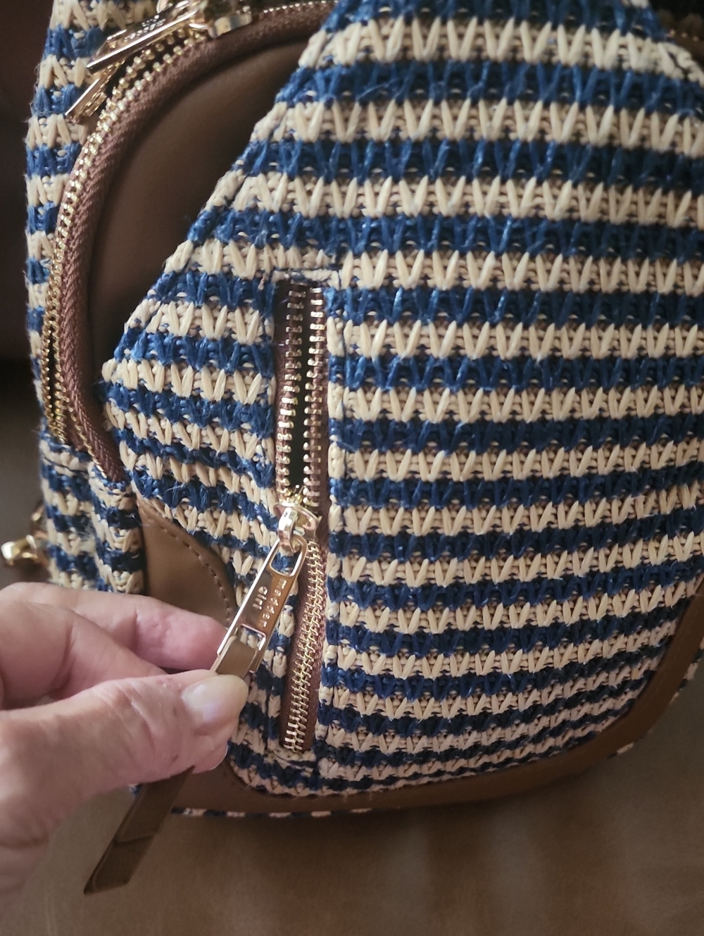 Blue and Brown Mini Woven Slingbag - Picture 4 of 8
